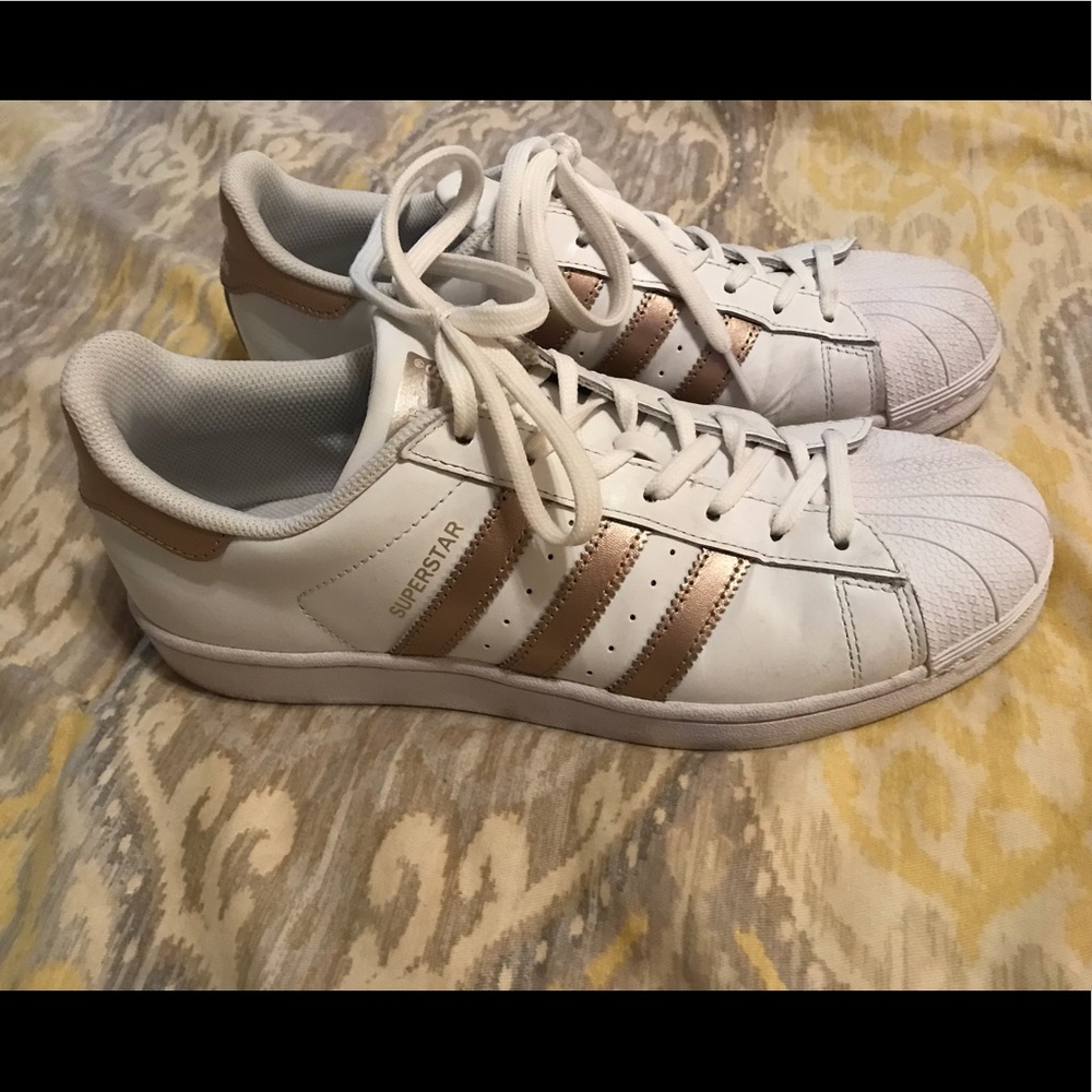 Adidas Superstar Rose Gold and White size 10